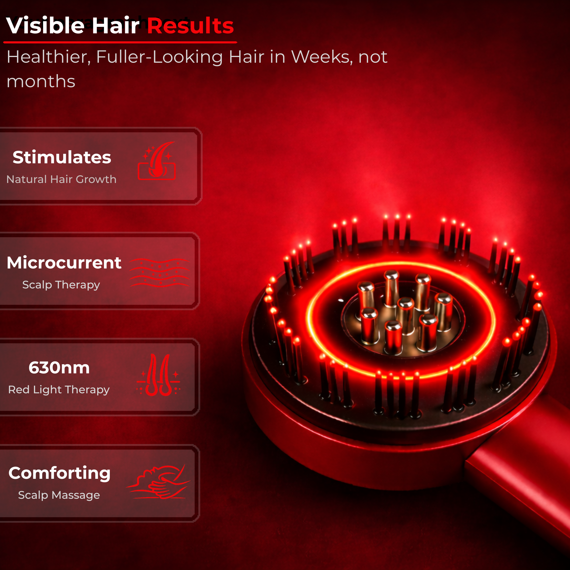 Polenox Radiara™ - Advanced Red Light Scalp Therapy Brush
