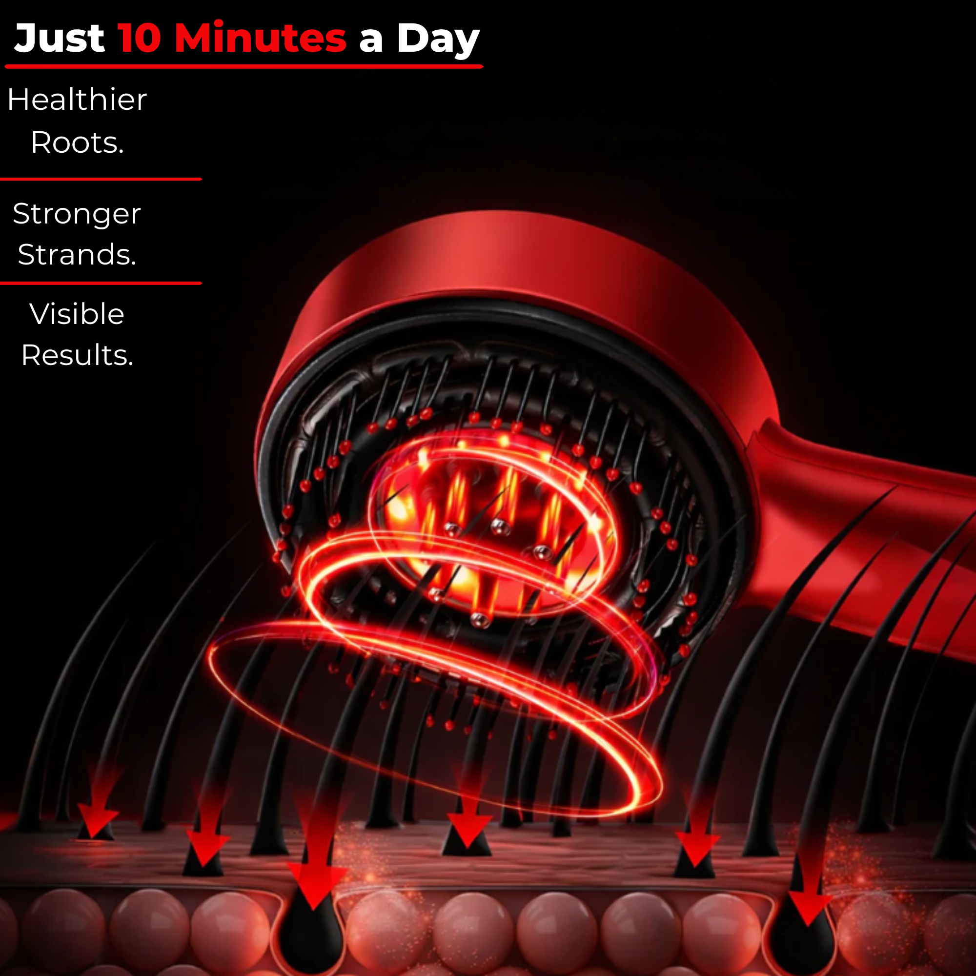 Polenox Radiara™ - Advanced Red Light Scalp Therapy Brush